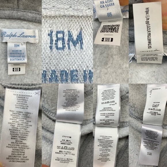 Ralph Lauren Infant's Polo Bear Hoodie Sweatshirt 18M Gray Zip Front Preppy - Picture 6 of 12